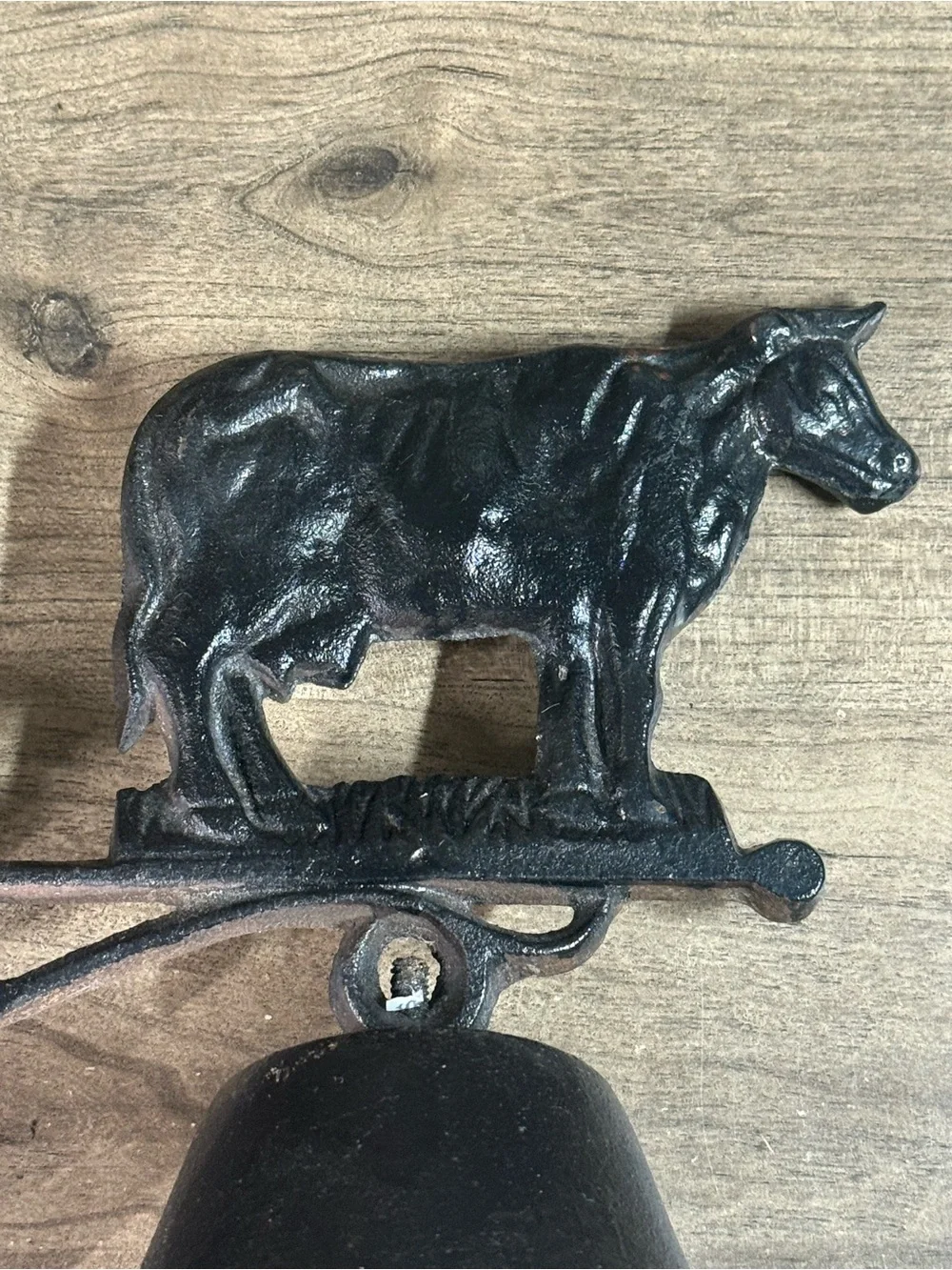 Cast Iron Outdoor Black Cowbell Dinner Bell
